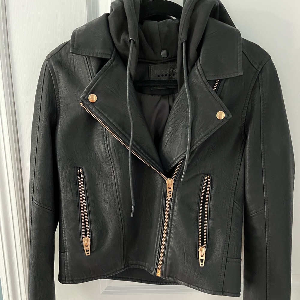 BLANKNYC Meant to Be Moto Jacket with Removable Hood